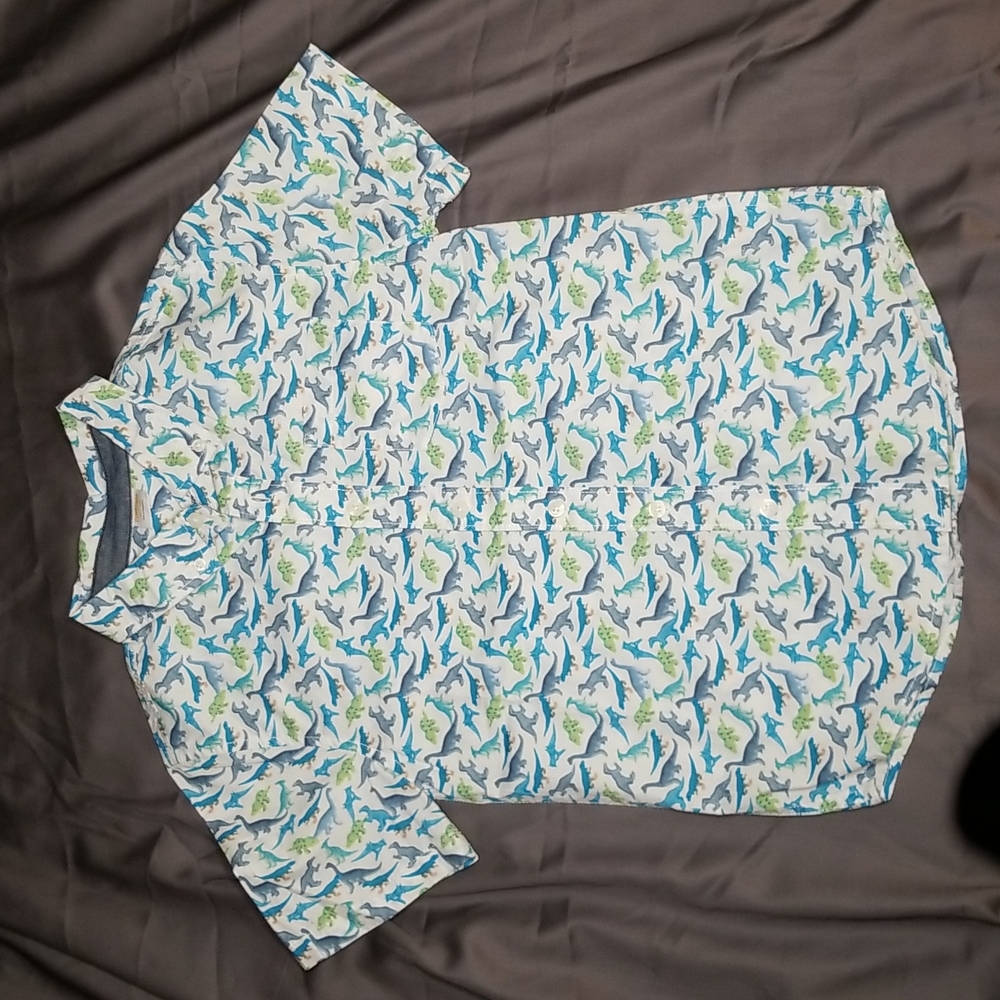 Gymboree short sleeve button down shirt with dinos